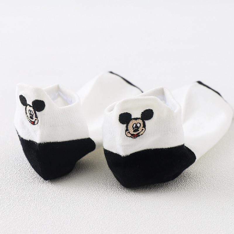 Женские черно-белые мультяшные вышитые носки до щиколотки - летние тонкие с мелким вырезом, корейский стиль