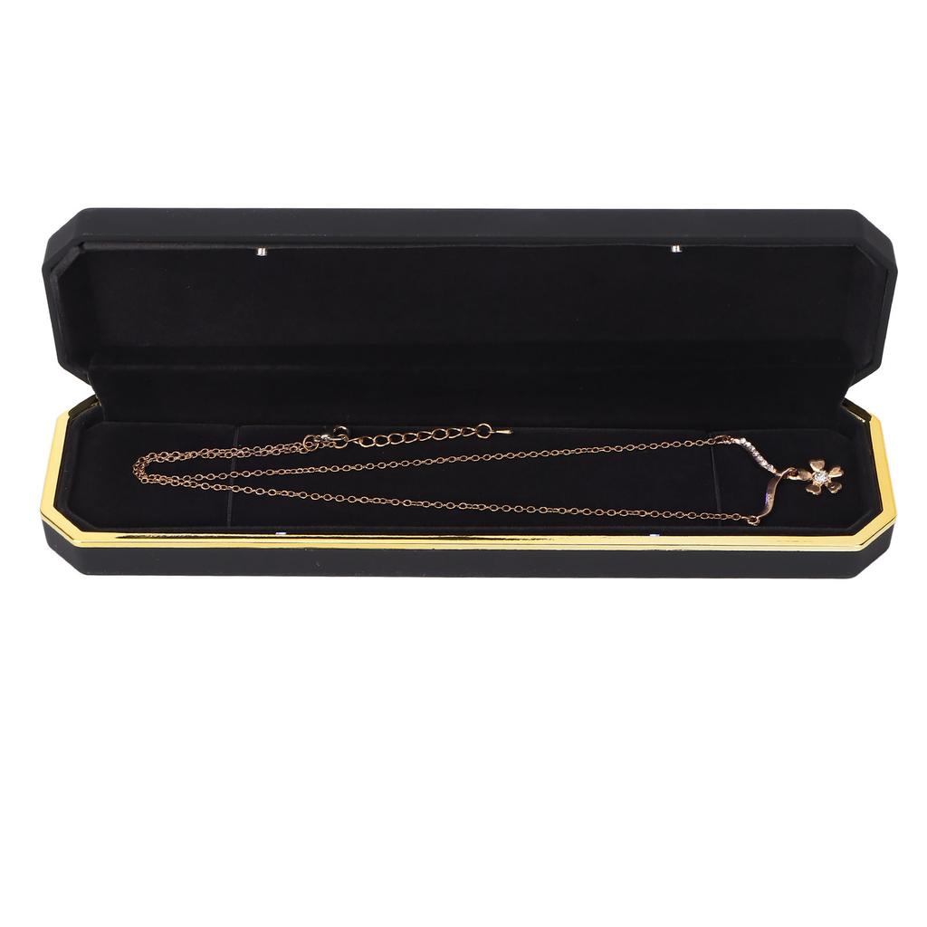 LED Lighted Jewelry Gift Box Rings Bracelet Tray Display Storage Case for Proposal Engagement