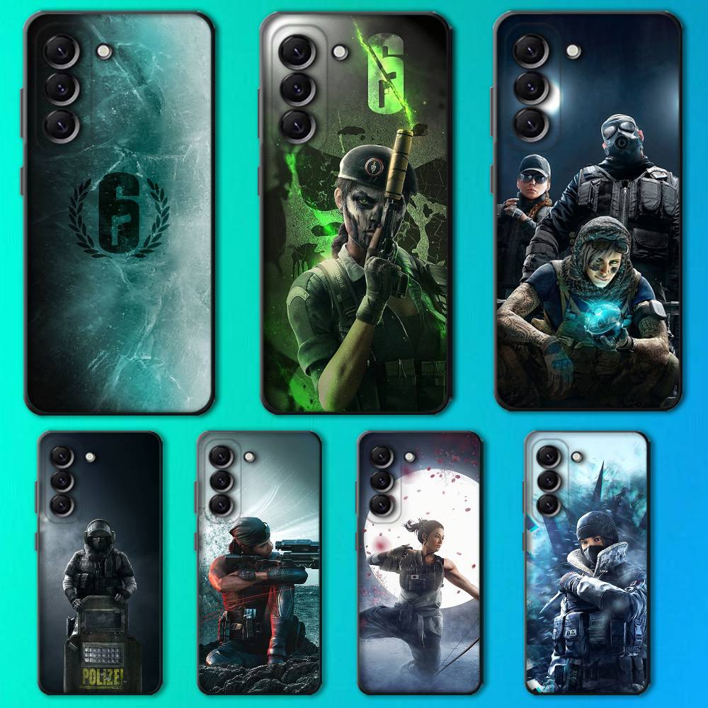 Rainbow S-Six S-Siege Phone Case For Samsung Galaxy A13,A21s,A22,A31,A32,A52,A53,A71,A80,Soft Black Shell