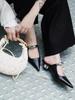 Slipopers Women French Pointy Single Shoes 2024 New Female Wearing Baobao Slippers Female Summer Small Heel Women's Shoes