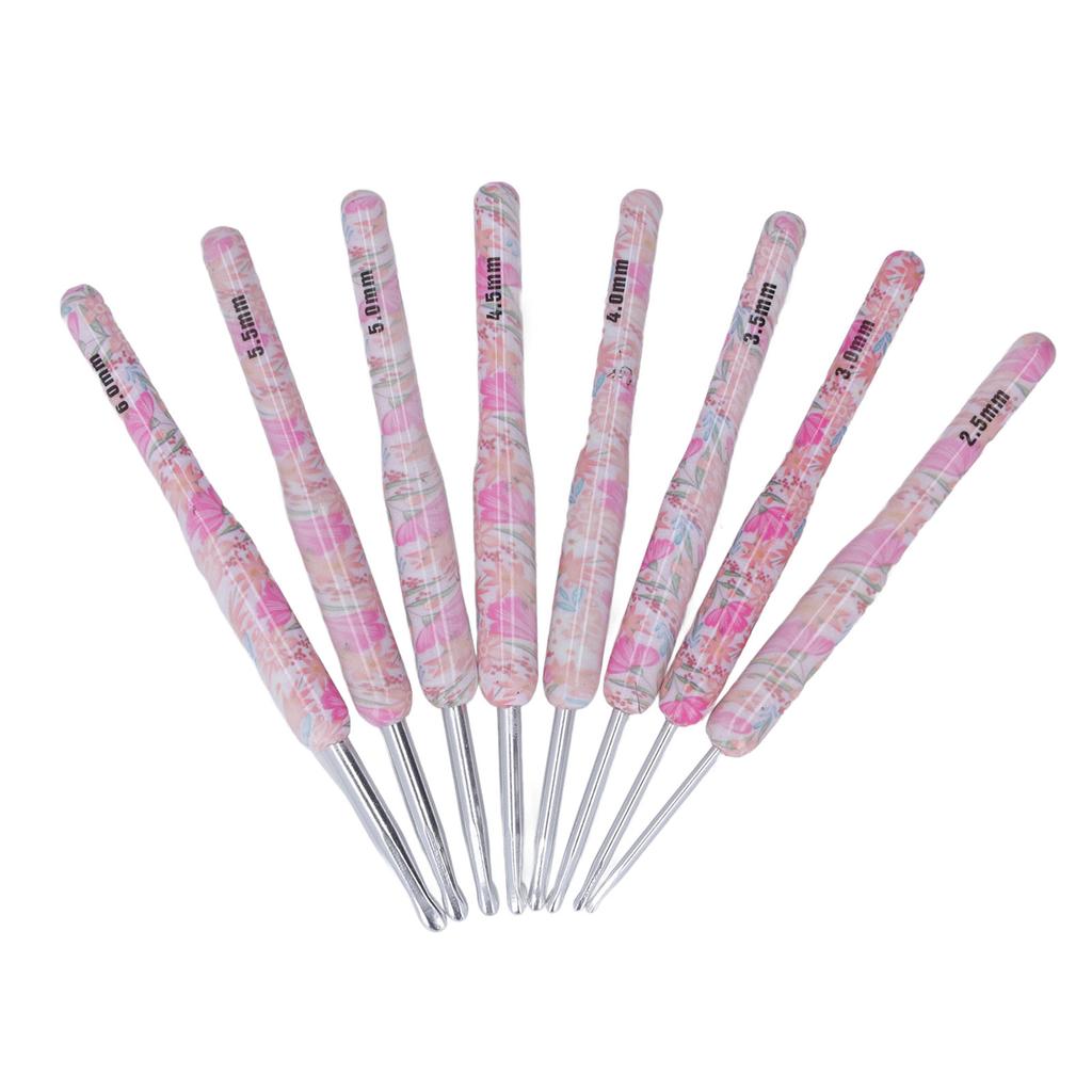 8pcs Crochet Hook Set Printing Aluminum Handcraft Colorful Crochet Hook Ergonomic Knitting Hook for Knitters for Sewing