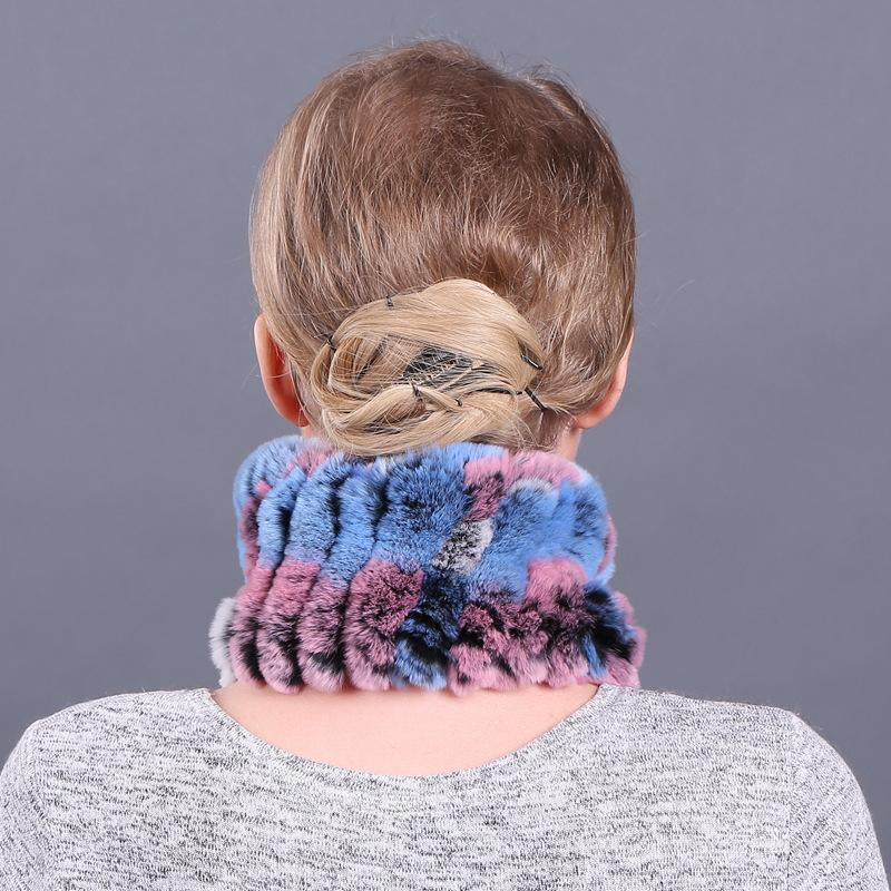 Женский осенне-зимний пуловер, теплый воротник двойного назначения, эластичный тканый меховой шарф из кроличьей шерсти Wai Rex