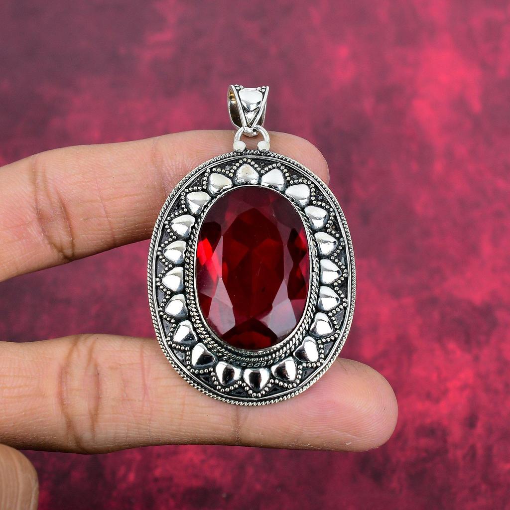 Подвеска из цельного серебра 925 пробы с гранатом, подвеска из драгоценного камня ручной работы, подарок жене, абсолютно новый кулон