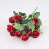 1 шт. 10 головок искусственных цветов шелковые розы красные листья эвкалипта пион букет искусственный цветок для свадебного стола вечеринка ваза домашний декор