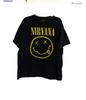 Мужская черная желтая хлопковая футболка Nirvana с принтом Smiley, короткий рукав, размер XL