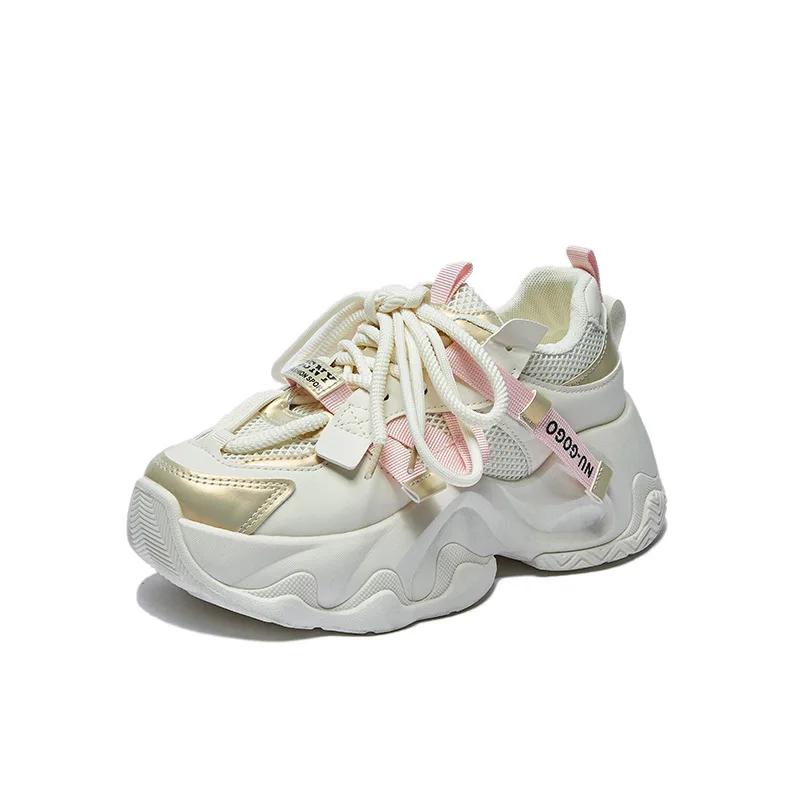 Женская спортивная обувь Толстая подошва Повседневные массивные кроссовки Сетчатые дышащие кроссовки Спортивная повседневная обувь для бега Zapatillas De Mujer