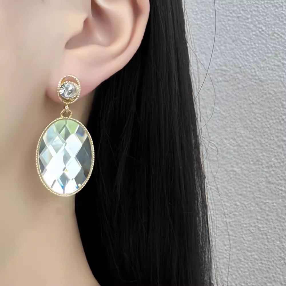 Sparkle Round Crystal Pendant Earrings High Versatile Temperament Water Drop Earrings Women'S Fashion Personality Korean Trend