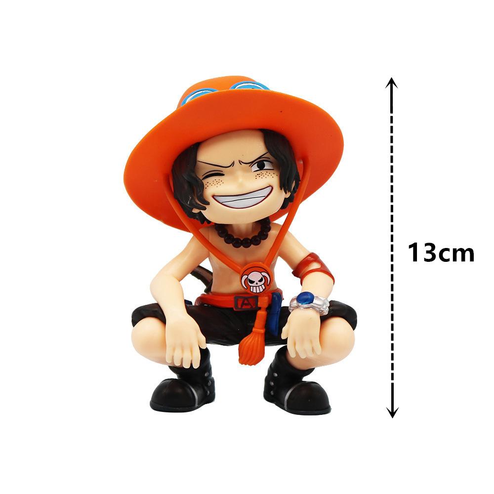 Аниме персонаж One Piece смеющийся приседающий Эйс ПВХ милая кукла Ямато машина Q версия модный бренд мультяшные настольные украшения