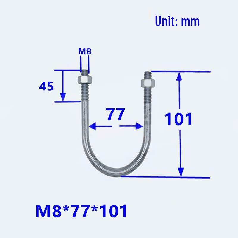 Оцинкованный удлиненный U-образный болт Mingzhiao M8x77x101 - Упаковка 20 шт.