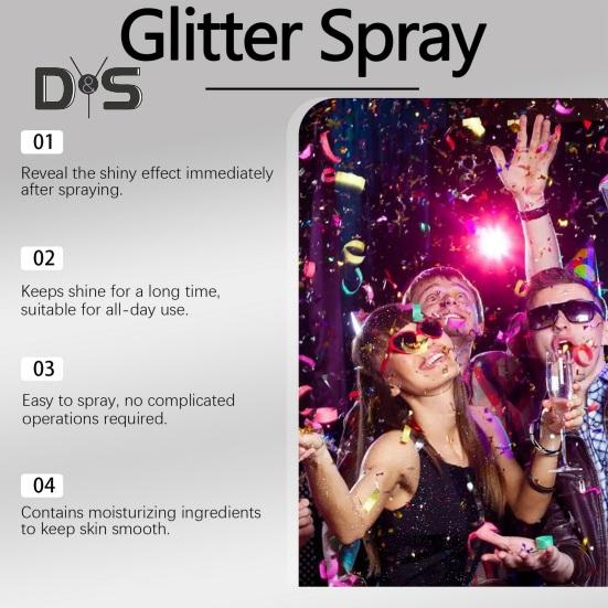 100 мл спрей с блестками, мерцающие волосы на лице, одежда, спрей для тела, долговечный, быстросохнущий, сценический спрей для макияжа, карнавальный фестиваль, выпускной вечер