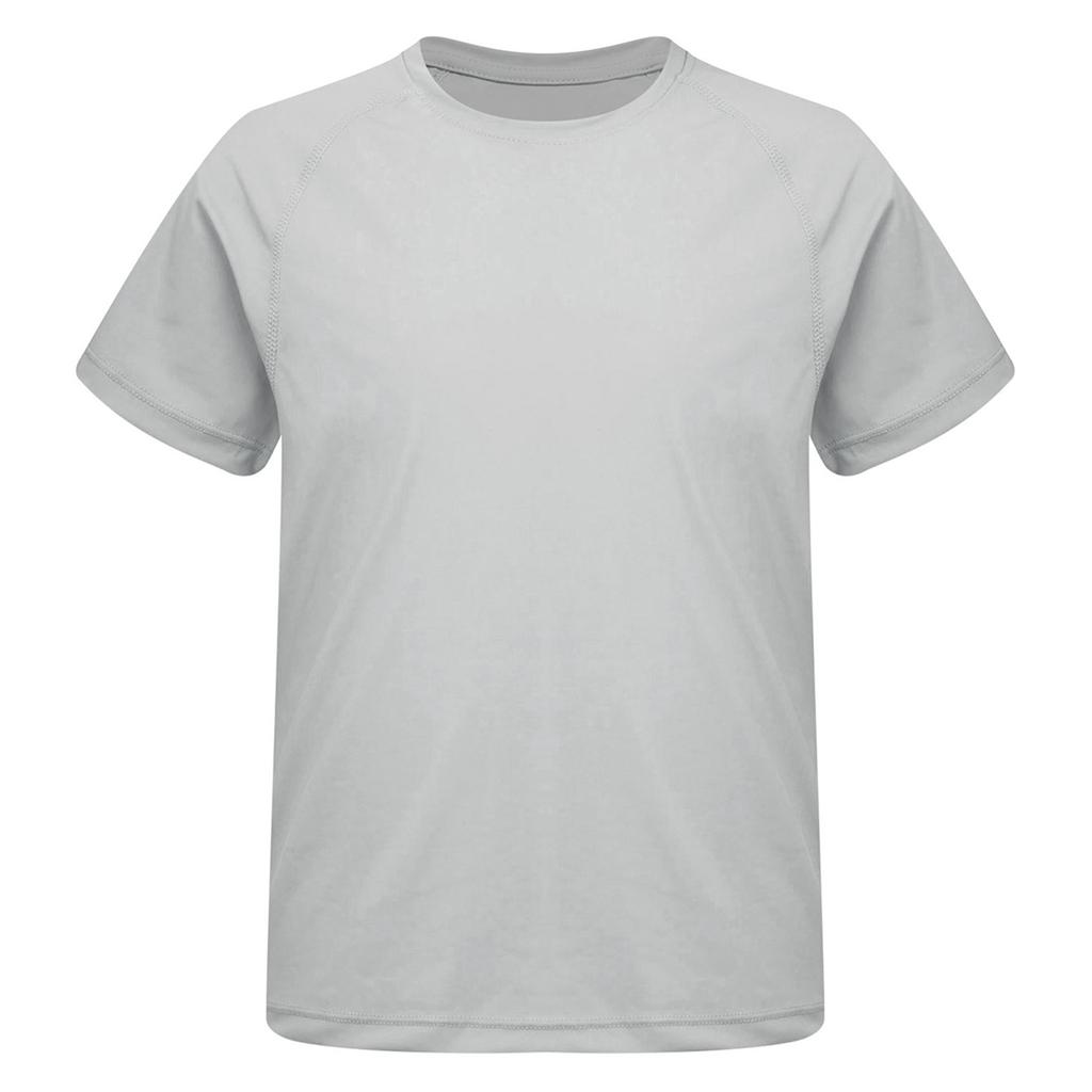 Девушки Спортивный Топ Быстросохнущая Ткань Однотонный Короткий Рукав Круглый Вырез Спортивная Футболка