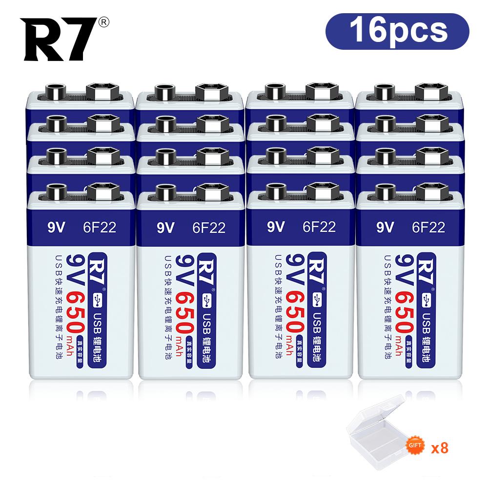 R7 9V USB батареи 6F22 аккумуляторные батареи 650mAh литиевые батареи многофункциональные батареи энергии для микрофона KTV металлоискателя