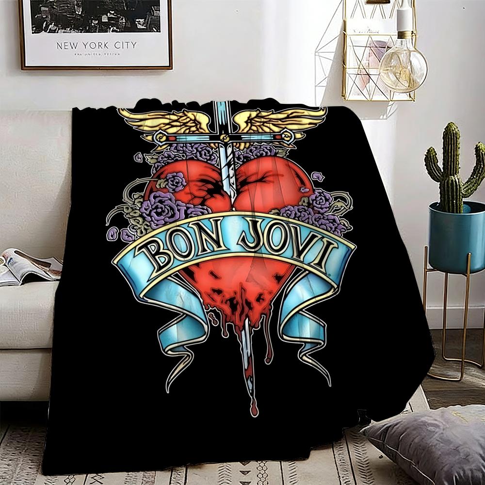 Bon Jovi Throw Lightweight 240g Flannel Blanket Soft Skin-friendly for Summer Cooling