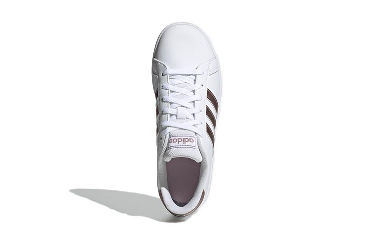adidas Neo GRAND COURT K Кожаные Дышащие Низкие Скейтборд Обувь Белый Коричневый Детские EF0101