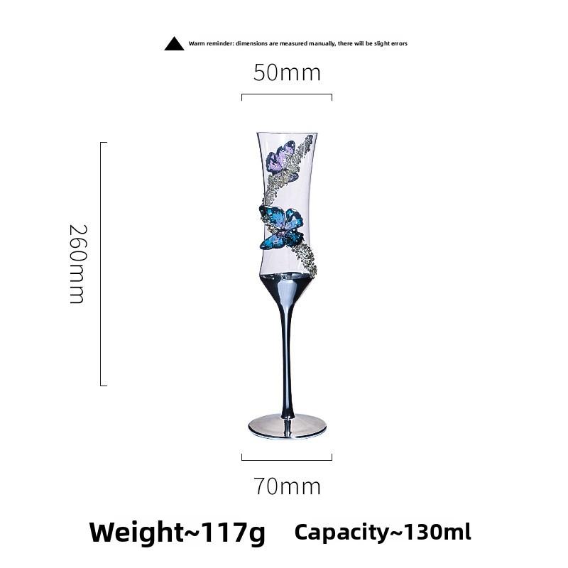 Creative Waist Champagne Glasses Crystal Glass Butterfly Rhinestone Wedding Toast Cup Pair Gift Box Set