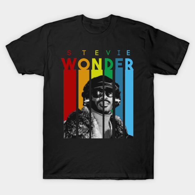 Asian Size Cotton Unisex Tshirt Print T-shirt Stevie Wonder Rainbow Retro T-shirt No-Cut Print Regular Fit