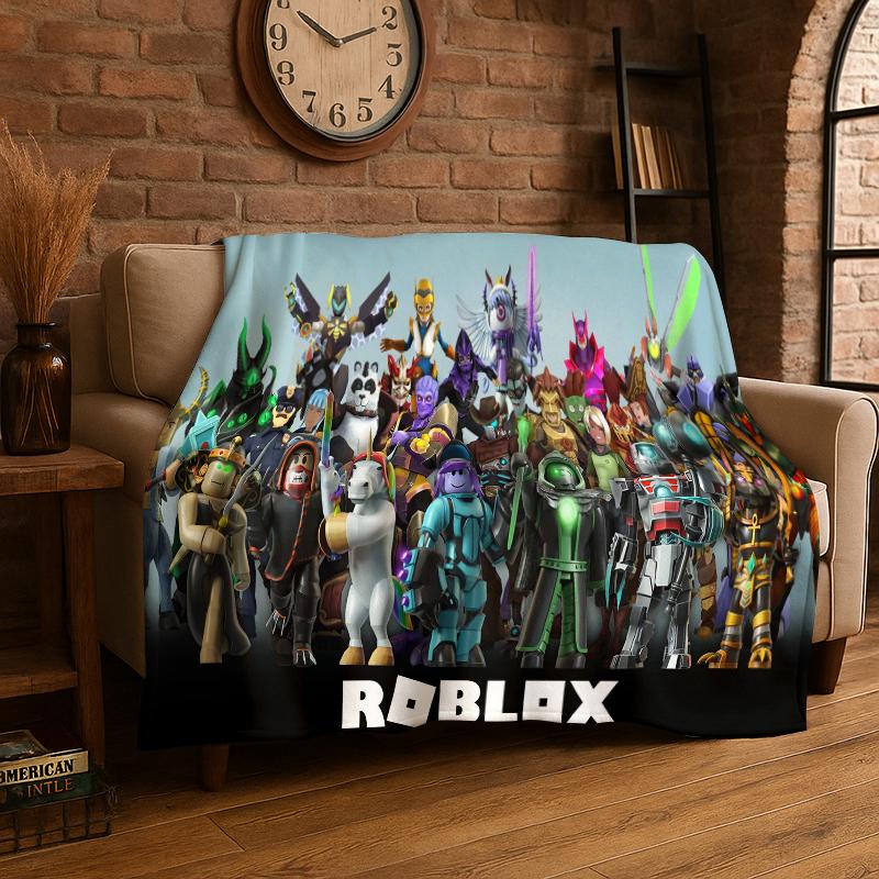 Мультяшное одеяло из фланели для игры R-Robloxs, мягкое и теплое плед-покрывало для спальни, гостиной, кровати, путешествий, кемпинга, пикника, подарок