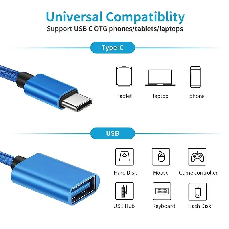 Переходной кабель Android Type-C - USB 2.0, USB-флеш-накопитель, планшет с данными, кардридер, соединительный блок OTG, мышь