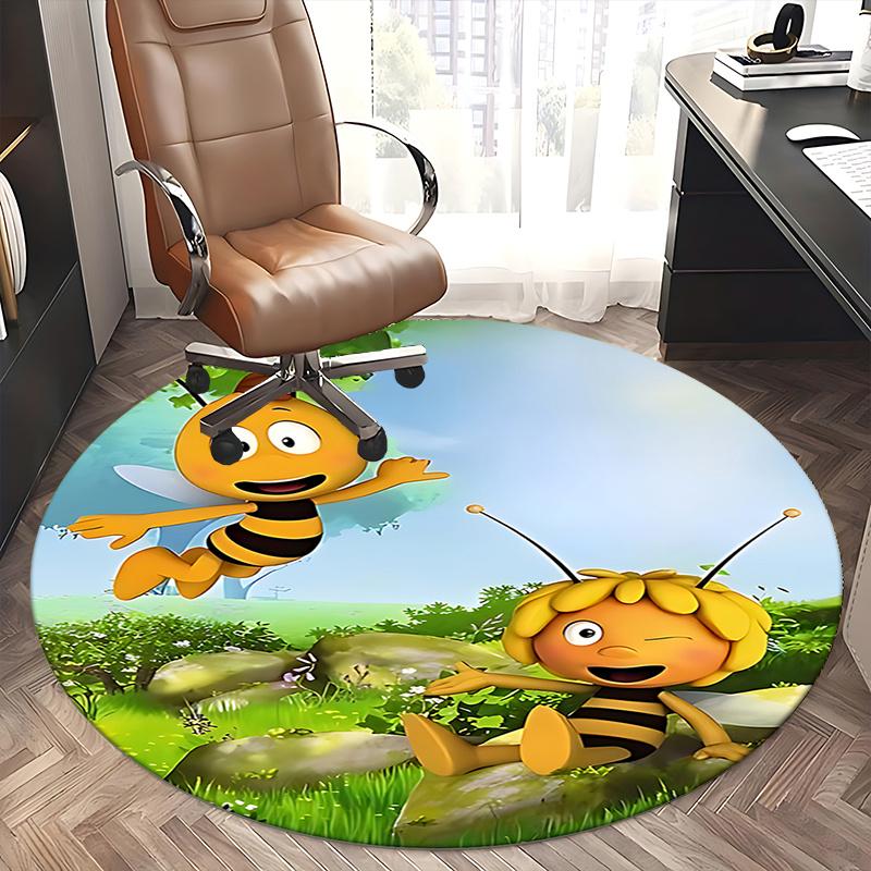 Bee themed Chair Mat Round Carpet for Home Decor, Office Use, Gift Idea Suitable for Bedrooms, Living Roomss0290b
