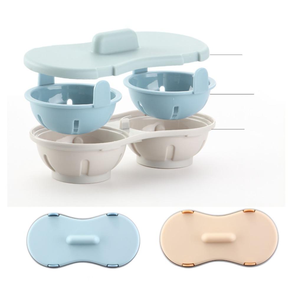 Double Cavity Egg Poacher PP Plastic Poached Egg Cup Practical Egg Steaming Tray Home Kitchen
