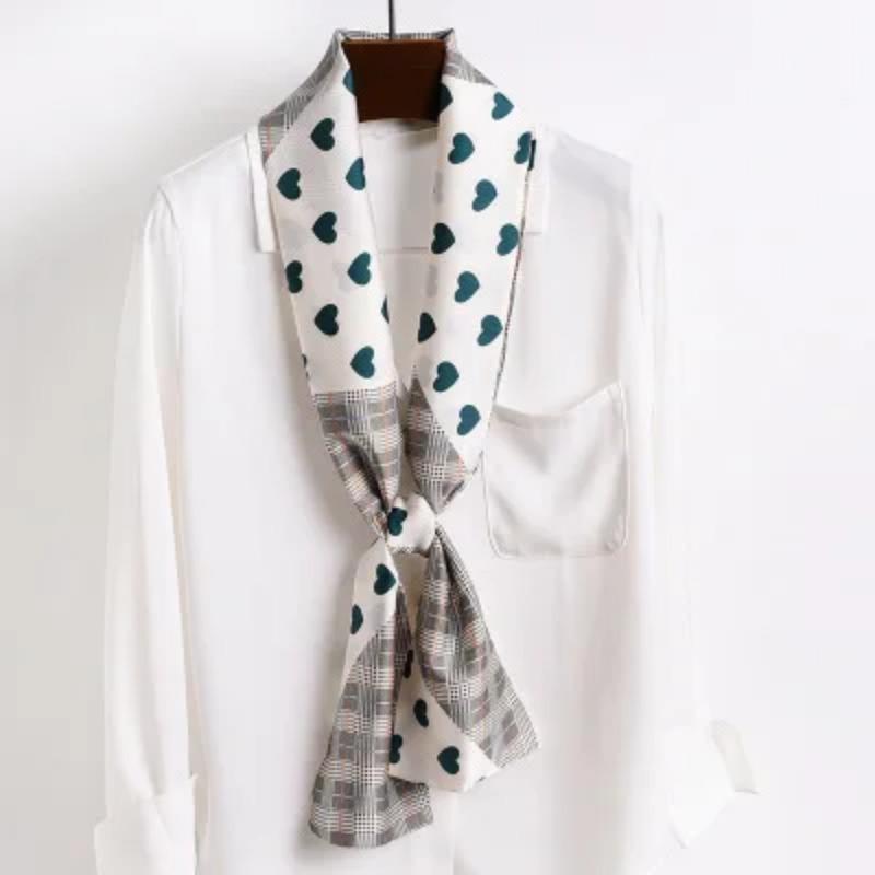 Хиджаб Натуральный Длинный Шелк Женский Принт Элегантные Шейные Платки Лента для Волос Головная Повязка Завязка Украшение Ручки Сумки Фуляр Воротник Косынка