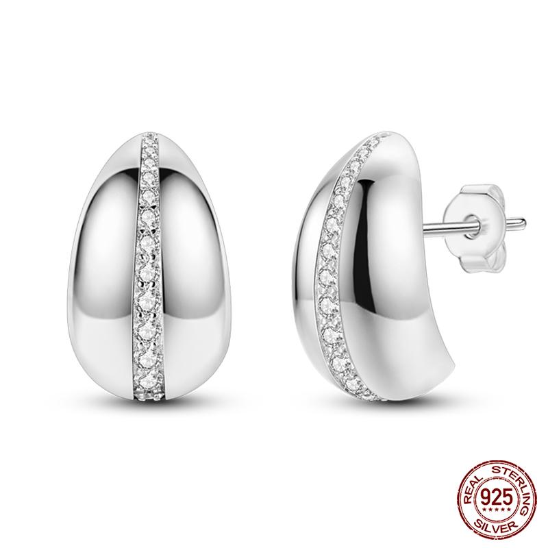 Charms Double Hoop Earrings For Women 100% 925 Silver Cubic Zircon Heart Star Moon Earrings Elegant Birthday Jewelry Gifts