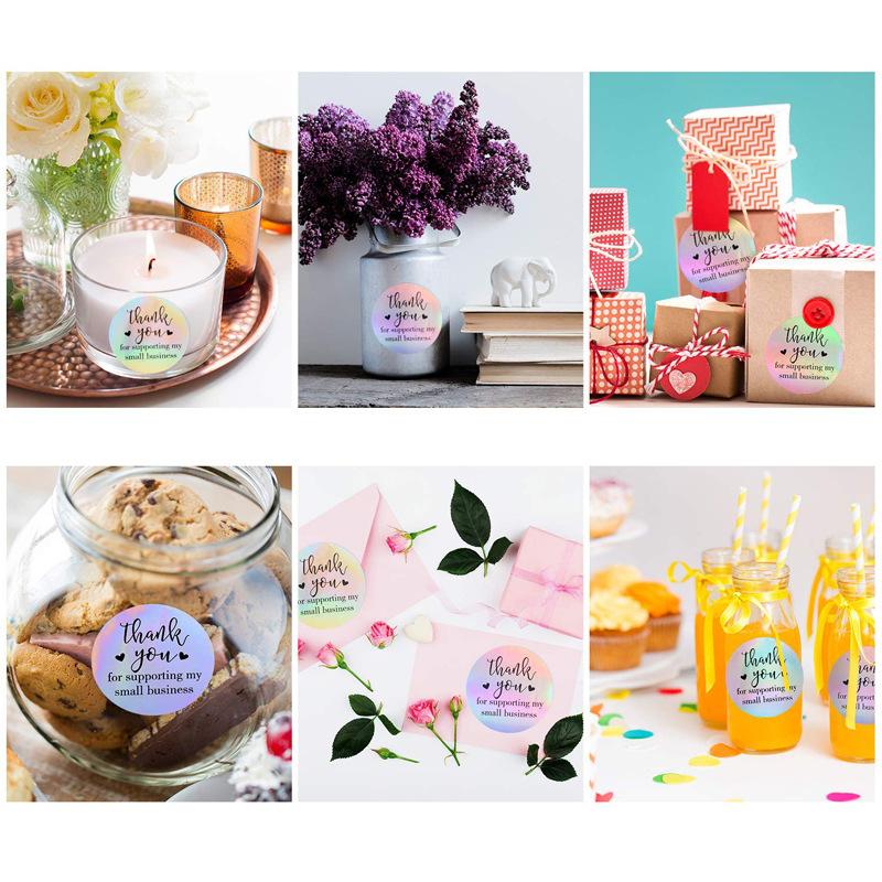 Лазерные, Наклейки из радужной пленки, Наклейки для запечатывания подарков, Круглые, Водонепроницаемые, Светоотражающая бумага, Самоклеящиеся этикетки