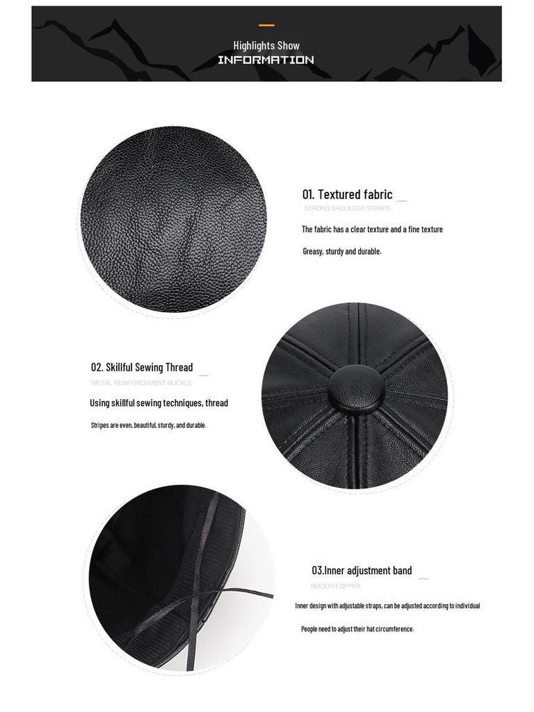 Женский ретро берет из искусственной кожи на осень и зиму - Универсальная восьмиугольная шляпа художника в корейском стиле