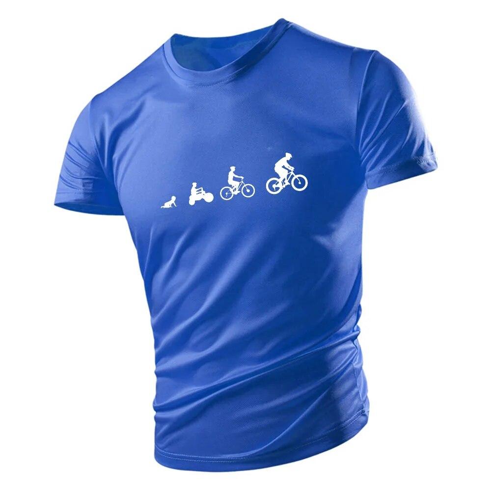 Four Seasons New Outdoor Casual Street Style 2d Bicycle Print Top Men'S T-Shirt Short Sleeve Loose Comfortable Quick Drying