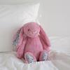 Cute Long Ear Bunny Plush Toy Floral Stuffed Rabbit Doll Comfortable Soft Cuddly Fluffy Bunny Plushie Birthday Gift Room Decor