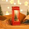 Рождественский Телефонный Будка Снежные Шары Украшение с Санта-Клаусом, Снеговиком и Елкой - Красная Ретро Телефонная Будка Украшение Со Светом