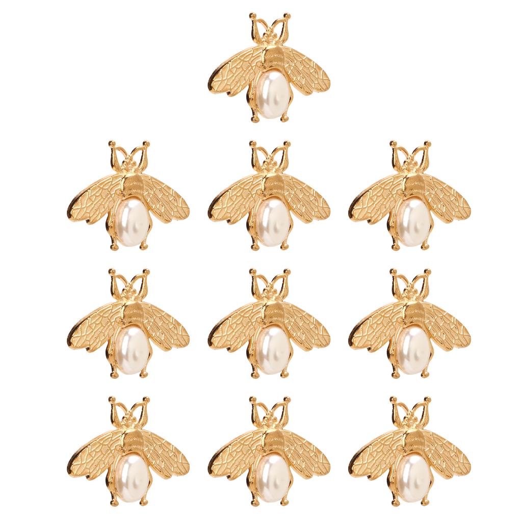 10 Pcs Bee Shape Clasp Turn Lock Light Gold Pearl Bee Shape Twist Lock Buckle For Purse Handbag