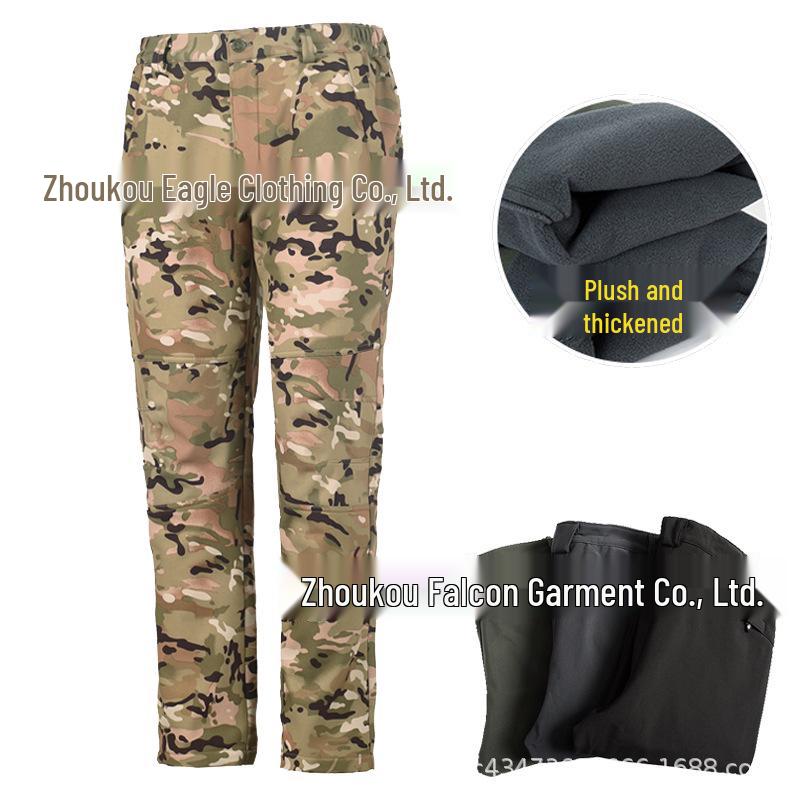 Мужские мягкие софтшелл лыжные брюки на флисовой подкладке: Ветрозащитная, морозостойкая, многокарманная уличная экипировка для походов на осень и зиму.