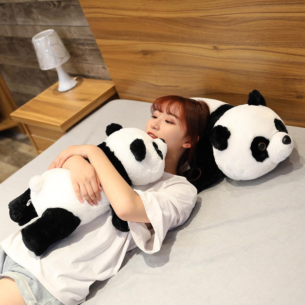 New 50Cm-110Cm Lying Panda Plush Toys Soft Cartoon Animal Black And White Stuffed Doll Sleeping Pillow