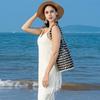 2025 New Design Summer Handmade Lady Wooden Bead Woven Tote Bag Hollow-out Shoulder Bag Travel Beach Underarm Bucket Bag Handbag