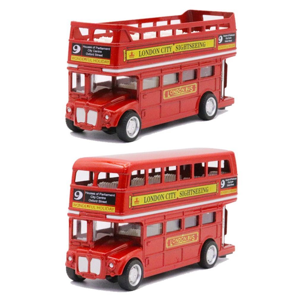 Double Decker Bus Car Model Simulation Pull Back Vehicle Travel Bus Model Children Gift