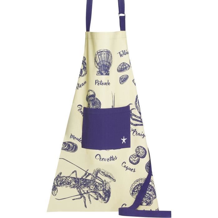 Tablier de pêche - 72x85 cm - 100% coton - Bleu - Lavable en machine