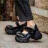 Velcro 2025 новая платформа туфли-маффины женские ретро британский стиль маленькие кожаные туфли универсальные увеличивающие рост повседневные туфли