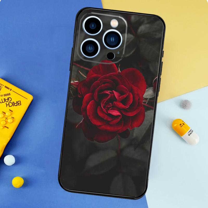Red Rose Flower Phone Case For iPhone 17 16 14 13 12 11 15 Pro Max Plus 12 13 mini 16e 17 Air Bumper Cover