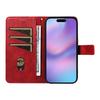 For iPhone 17 Leather Case Geometric Line Design Wallet Phone Cover with Wrist Strap