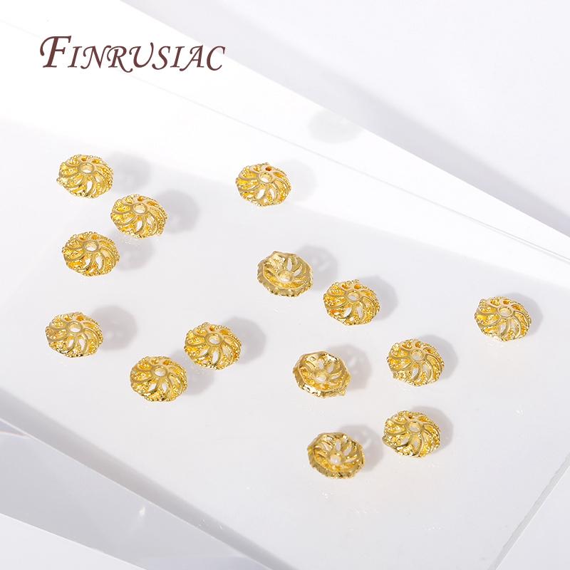 6MM Позолоченные 18K Цветочные Колпачки для Бусин, Латунные Круглые Колпачки для Нанизывания, Аксессуары для Изготовления Украшений DIY
