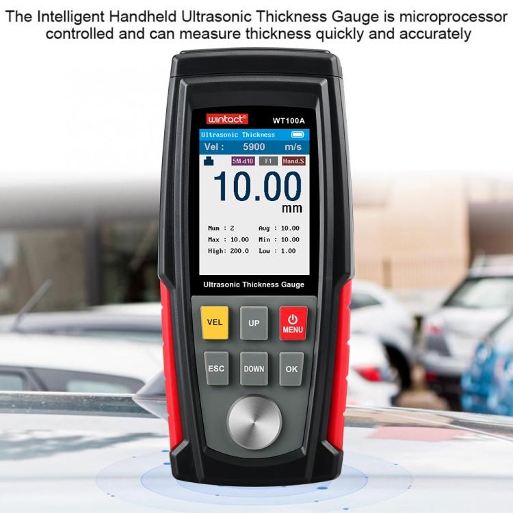 WT100A Цифровой ультразвуковой толщиномер Измеритель Тестер USB-зарядка Цифровой толщиномер Металлический тестер Высокая точность