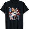Кот День Памяти 4 Июля Патриотическая Флаг США Футболка