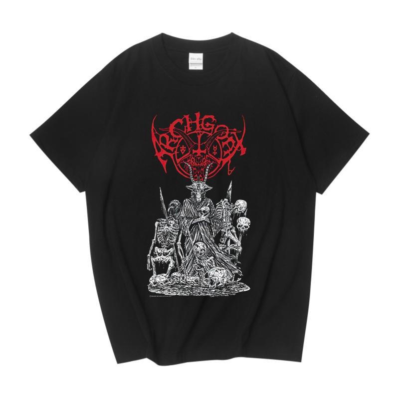 Финская группа Black Metal с козлом Смерти Связанный с Роком Темный Стиль Футболка с коротким рукавом Свободная хлопковая версия