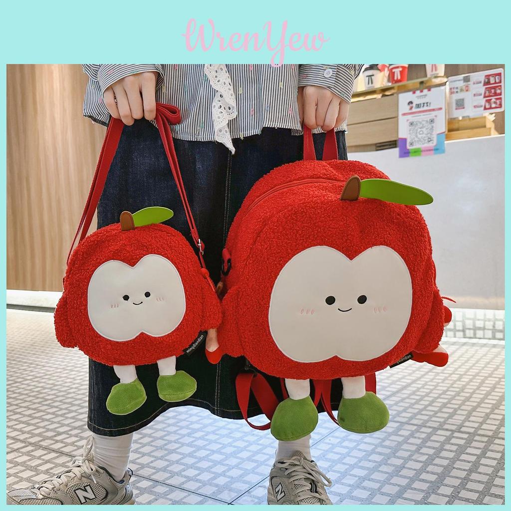 Winter Cute Apple Canvas Shoulder Bag For Students Compact Stylish Daily Carry