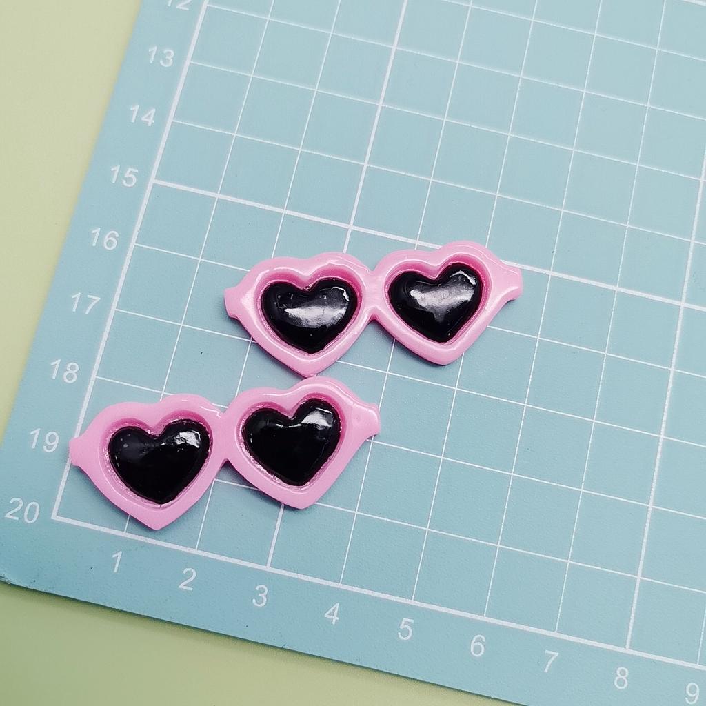 42mm Kawaii Resin Cabochon Heart Sunglasses Shape Flatback Button Patch Sticker Hair Jewelry DIY Material