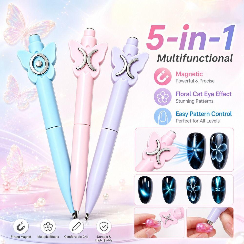 Multifunctional Magnets Cat Eye Magnetic Wand 5-in-1 Nail Magnet Manicure Tools