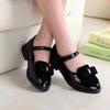 New Princess Shoes for Small, Medium, and Large Children, Black Girls' Square-Toed Bowknot Single Shoes, Student Performance Shoes