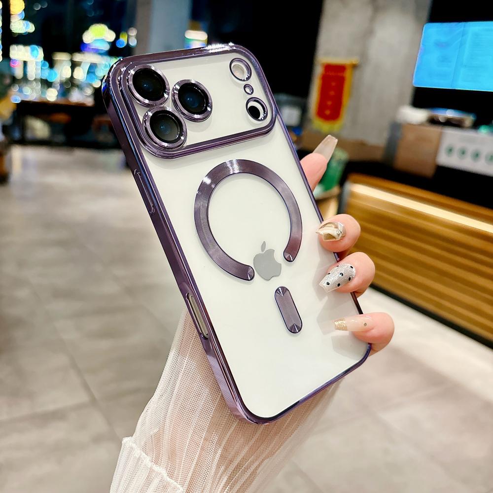 KEYSION Магнитный чехол с покрытием для MagSafe для iPhone 17 Pro Max 17Air Прозрачный ТПУ Противоударный чехол для телефона с защитой объектива