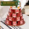 Christmas Cone Advent Calendar with Themed Motifs and 10 LED Lights, 22x22x35 cm, Plywood, Red, Green and Yellow